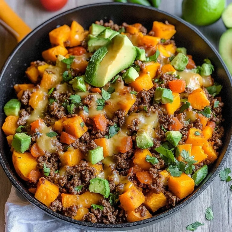Southwest Ground Beef and Sweet Potato Skillet