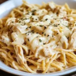 Creamy Crockpot Garlic Parmesan Chicken Pasta