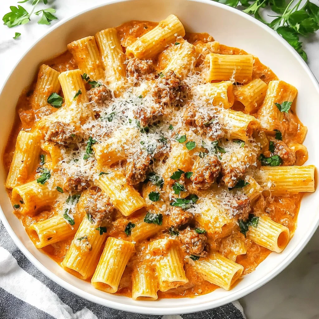 Creamy Sausage Rigatoni Pasta Recipe