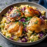 Crockpot Chicken Thighs with Cabbage & Cauliflower Rice