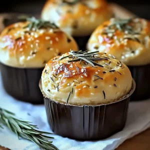 Easy Garlic Rosemary Focaccia Muffins