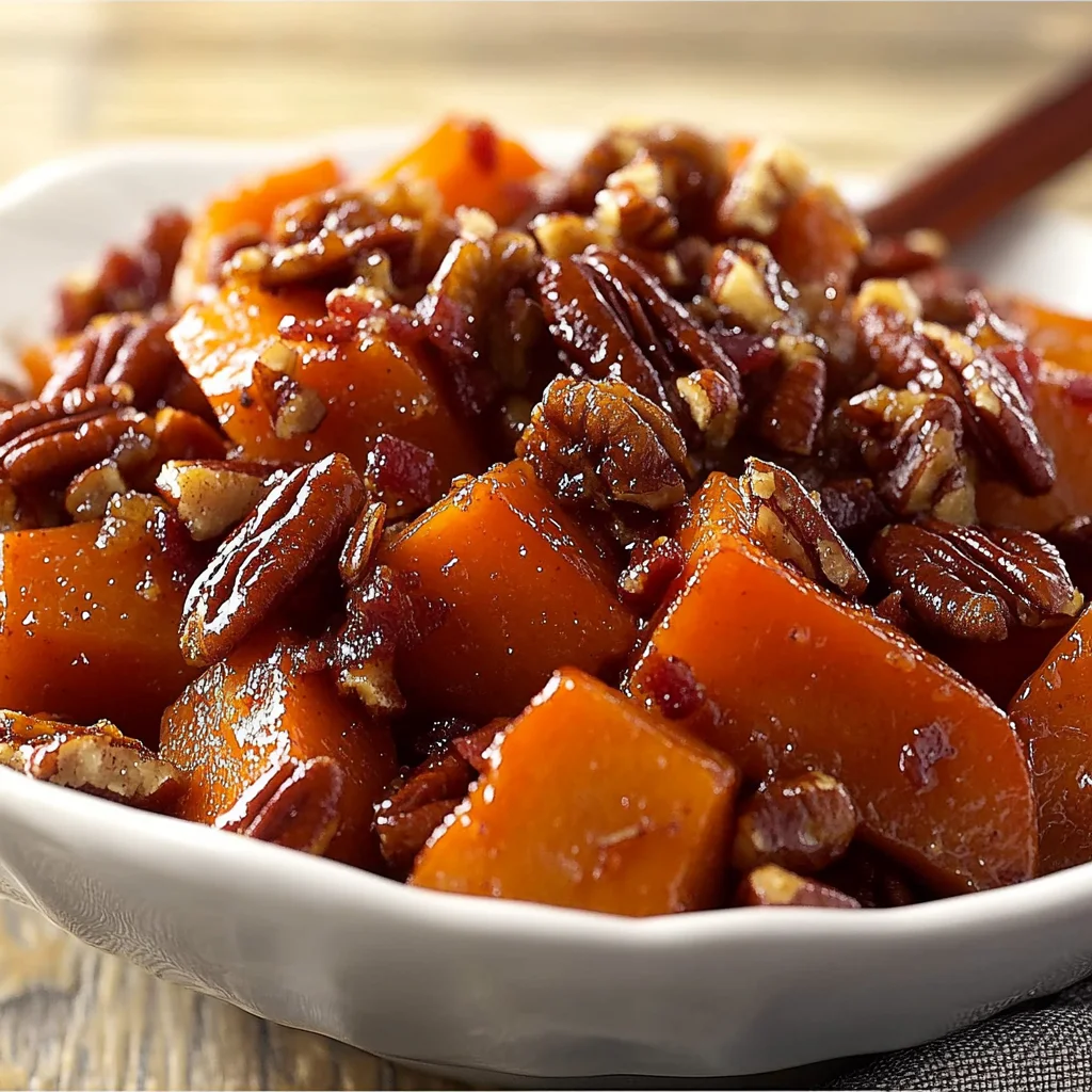 Savory Candied Yams Turkey Bacon Pecans