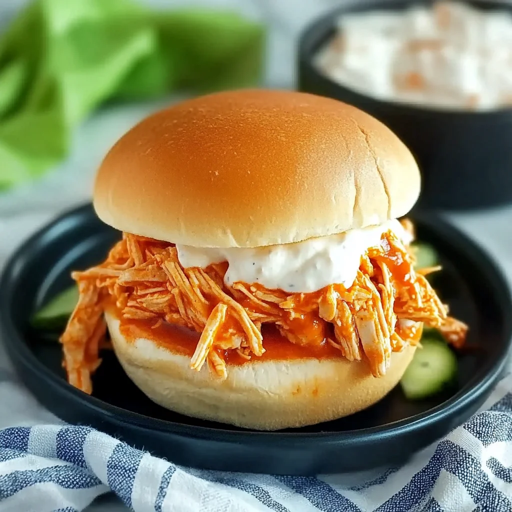 Slow Cooker Buffalo Chicken Sandwiches
