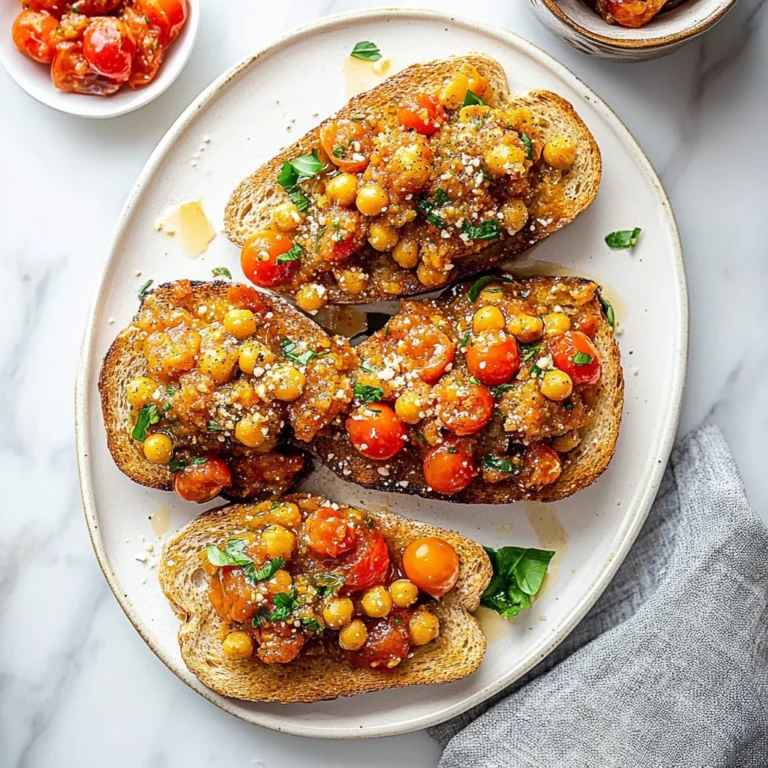 Smashed Chickpea Toast with Cherry Tomato Compote