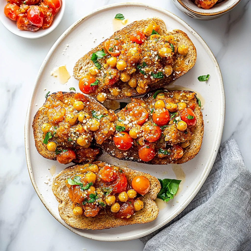 Smashed Chickpea Toast with Cherry Tomato Compote