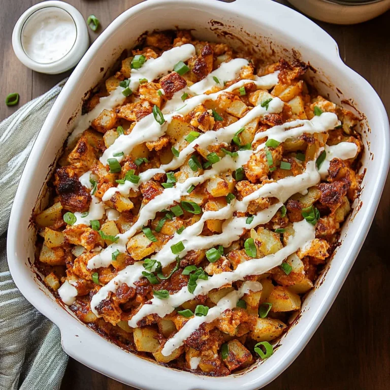 Buffalo Chicken Roasted Potato Bake
