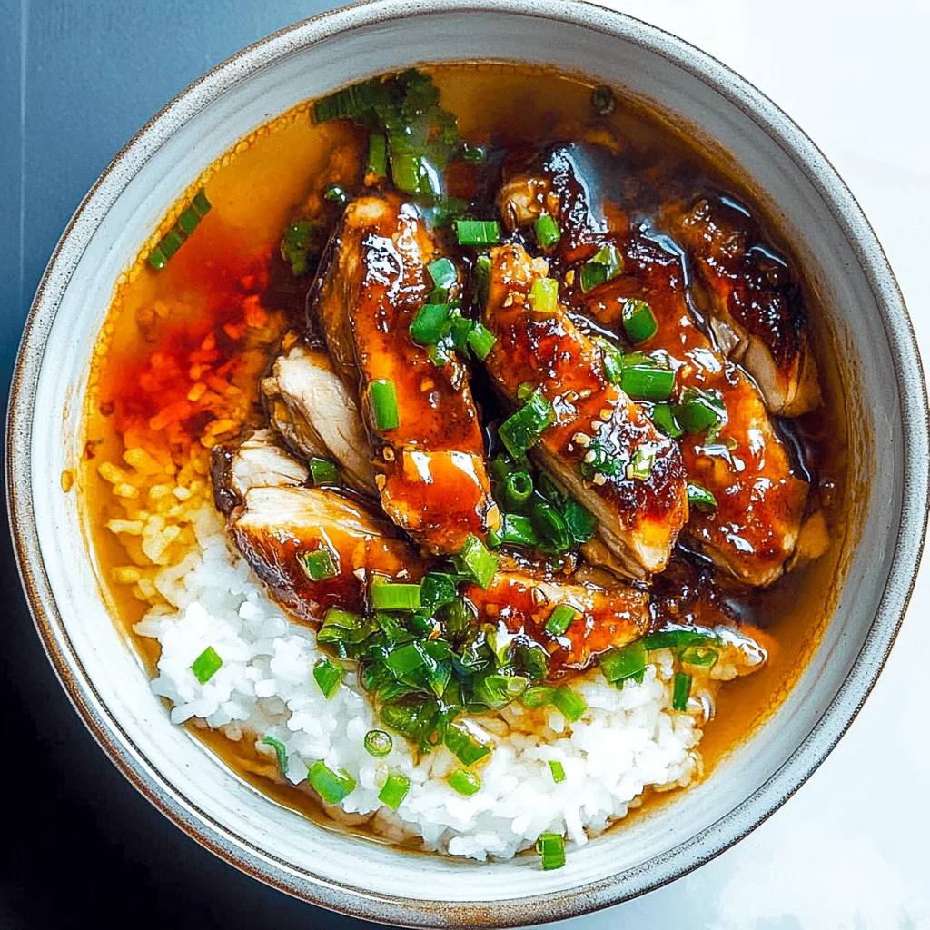 Caramelised Soy Chicken in Garlic Ginger Broth with Rice