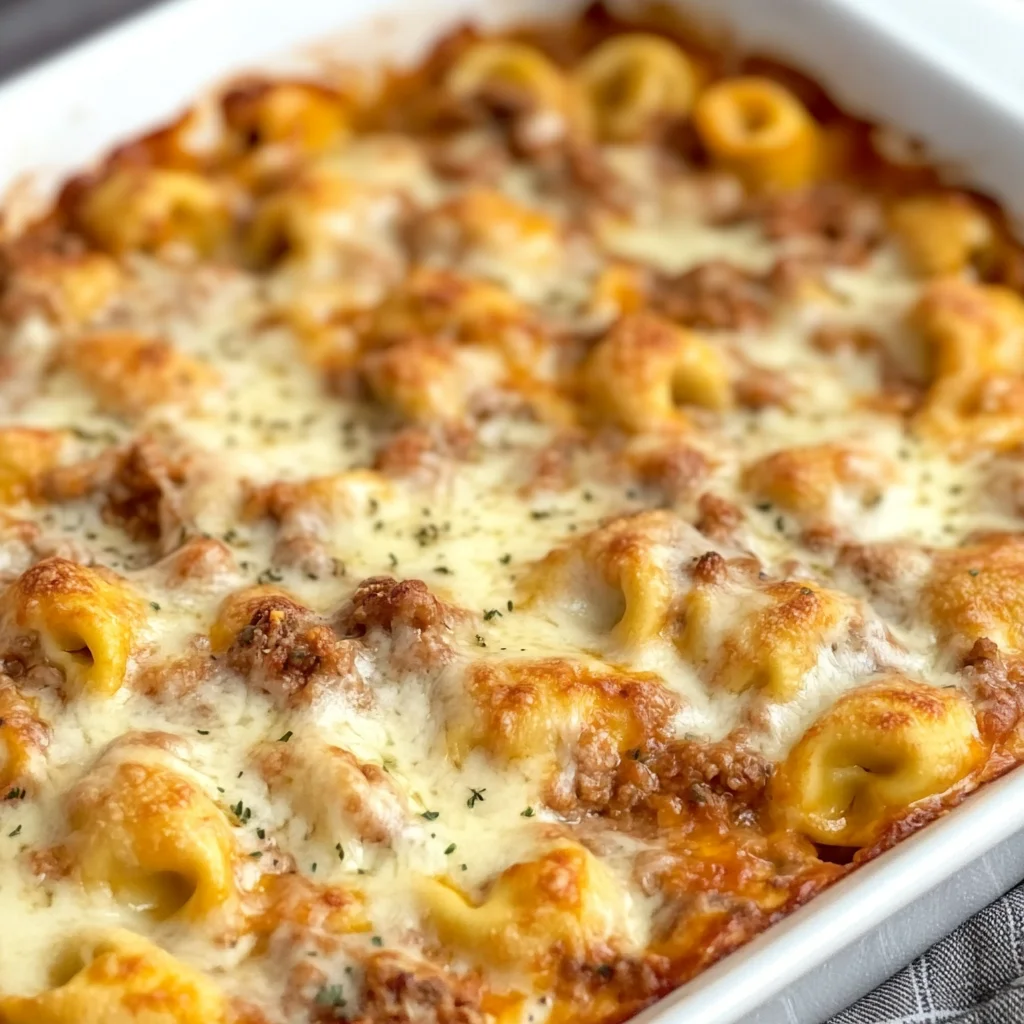 Cheesy Baked Tortellini Casserole With Meat Sauce