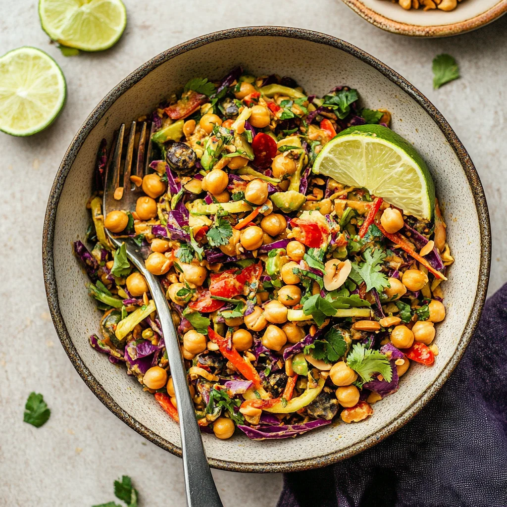 Chopped Thai-Inspired Chickpea Salad with Curry Peanut Dressing
