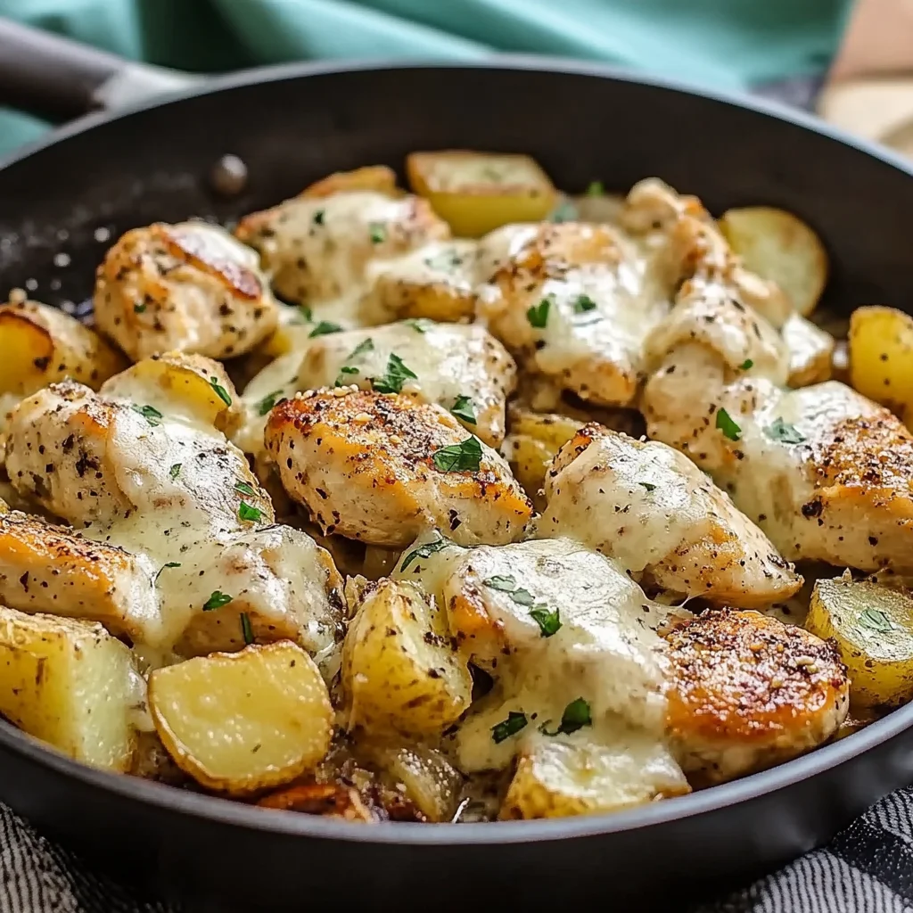 Garlic Parmesan Chicken and Potatoes Skillet