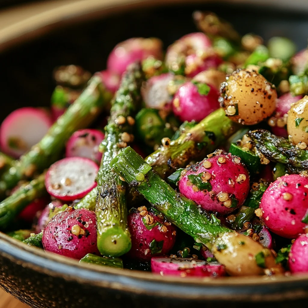 Roasted Asparagus and Radishes with Mustard Vinaigrette
