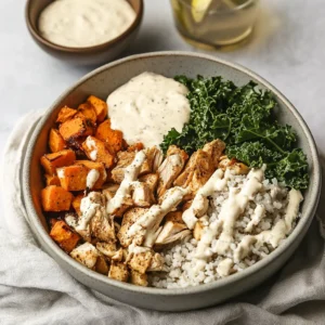 Roasted Chicken, Sweet Potato, and Kale Bowls