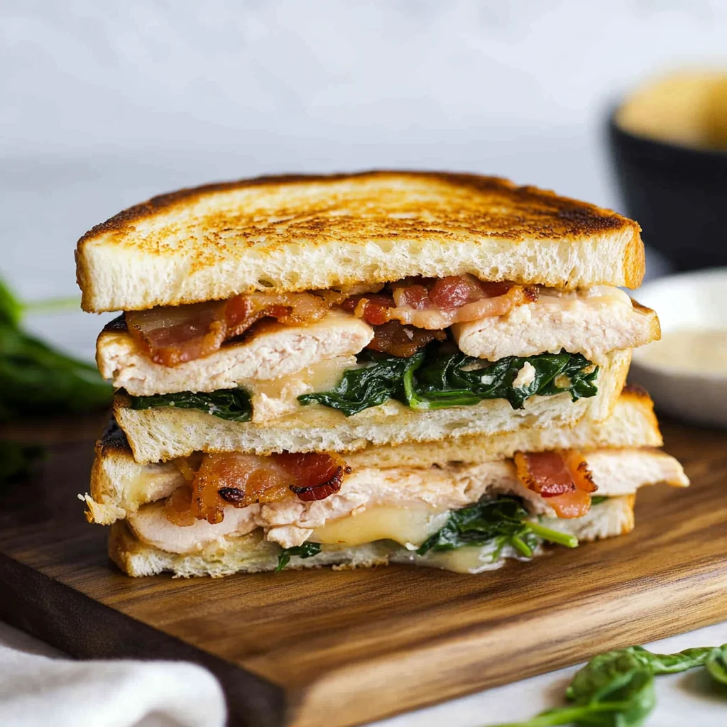 Turkey Melt with Cheddar, Spinach, and Bacon