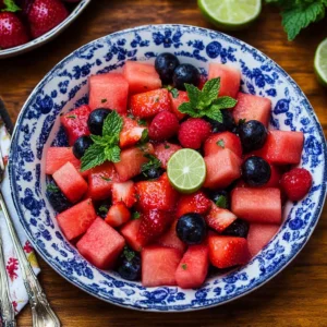 Watermelon Fruit Salad with Lime Mint Dressing