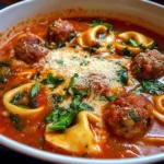 Cheesy Meatball Tortellini Soup