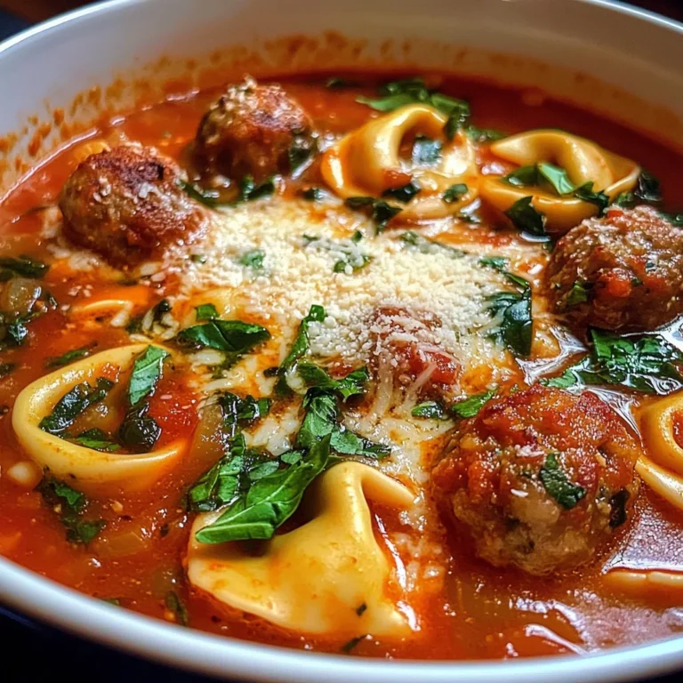 Cheesy Meatball Tortellini Soup