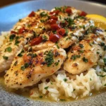 Chicken Scampi with Garlic Parmesan Rice