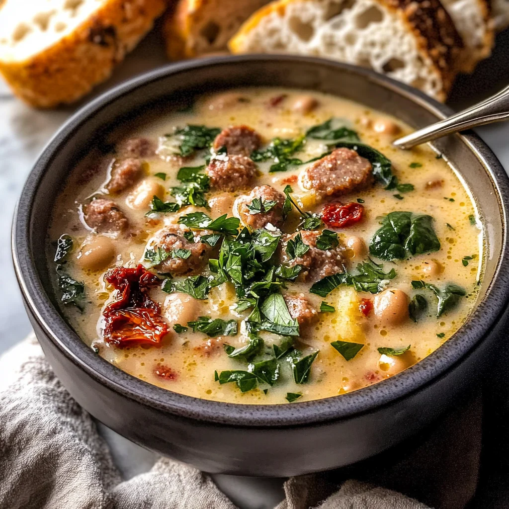 Creamy Tuscan White Bean Lemon Soup