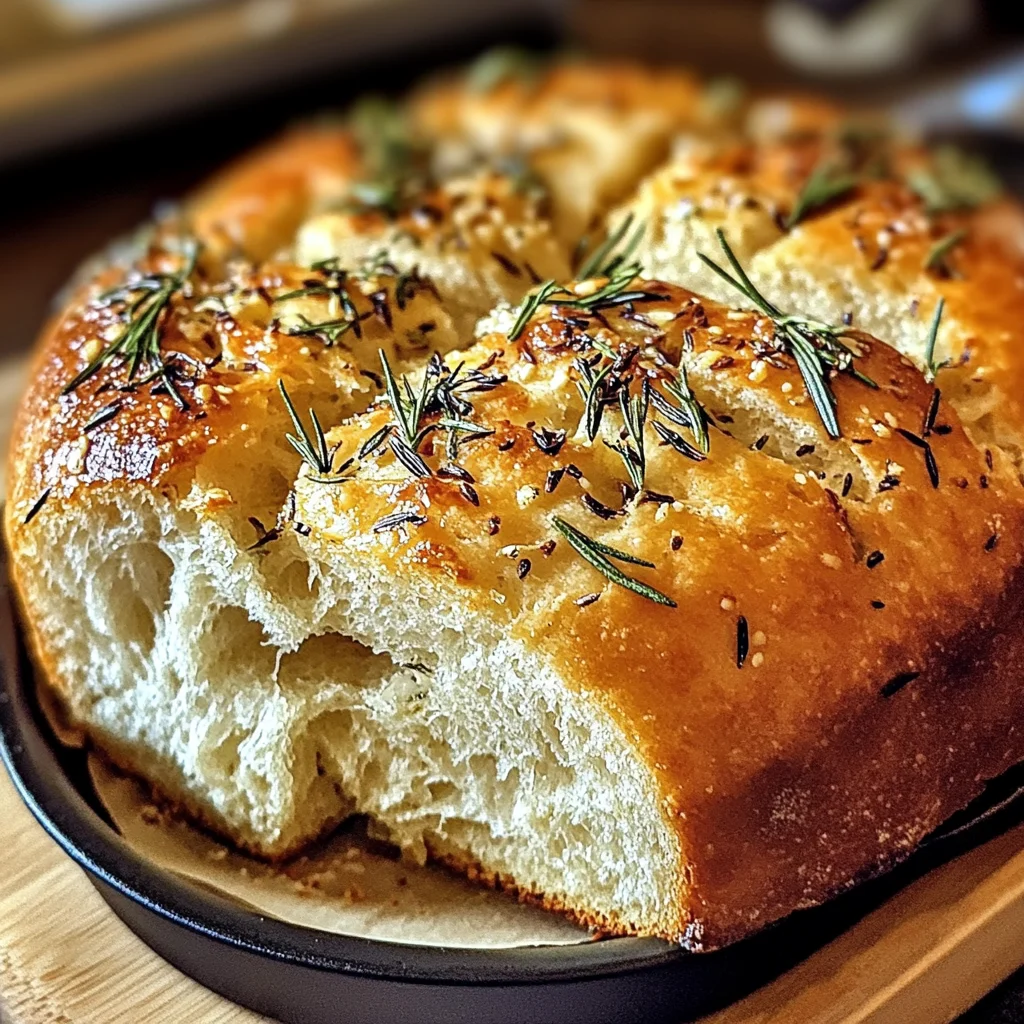 Rustic No-Knead Rosemary Garlic Bread
