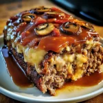 Turkey Bacon Mushroom Swiss Cheese Meatloaf – Easy & Juicy