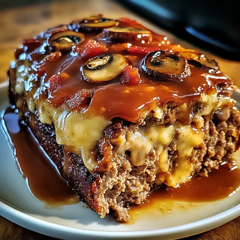 Turkey Bacon Mushroom Swiss Cheese Meatloaf – Easy & Juicy