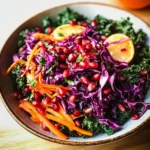 Winter Salad with Red Cabbage, Kale and Pomegranate