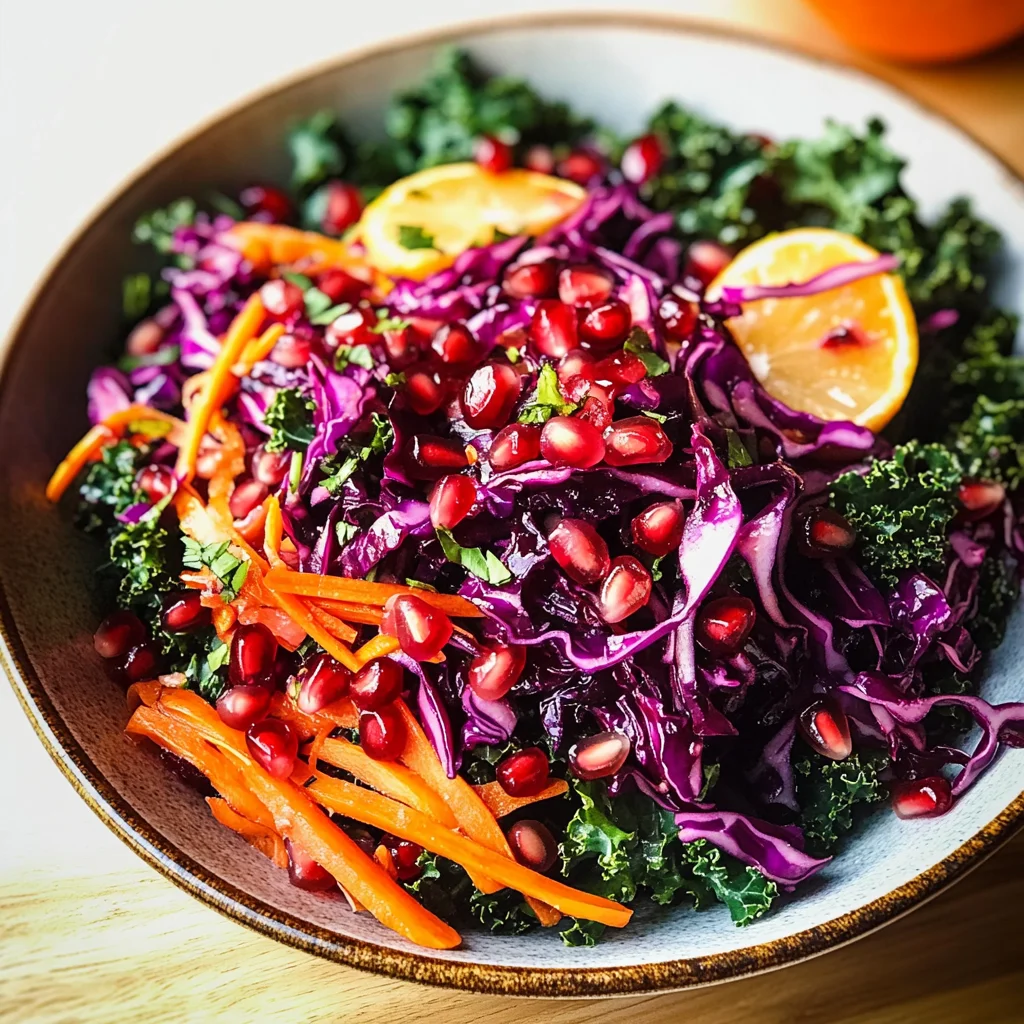 Winter Salad with Red Cabbage, Kale and Pomegranate