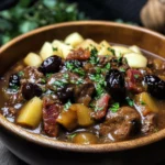 beef Stew with Turkey Bacon, Apples, and Prunes