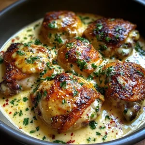 Bobby Flay Chicken Thighs with Creamy Garlic Sauce