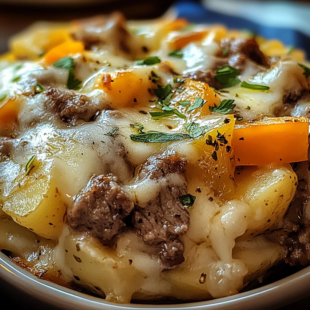 Crockpot Cheesesteak Potato Casserole Recipe