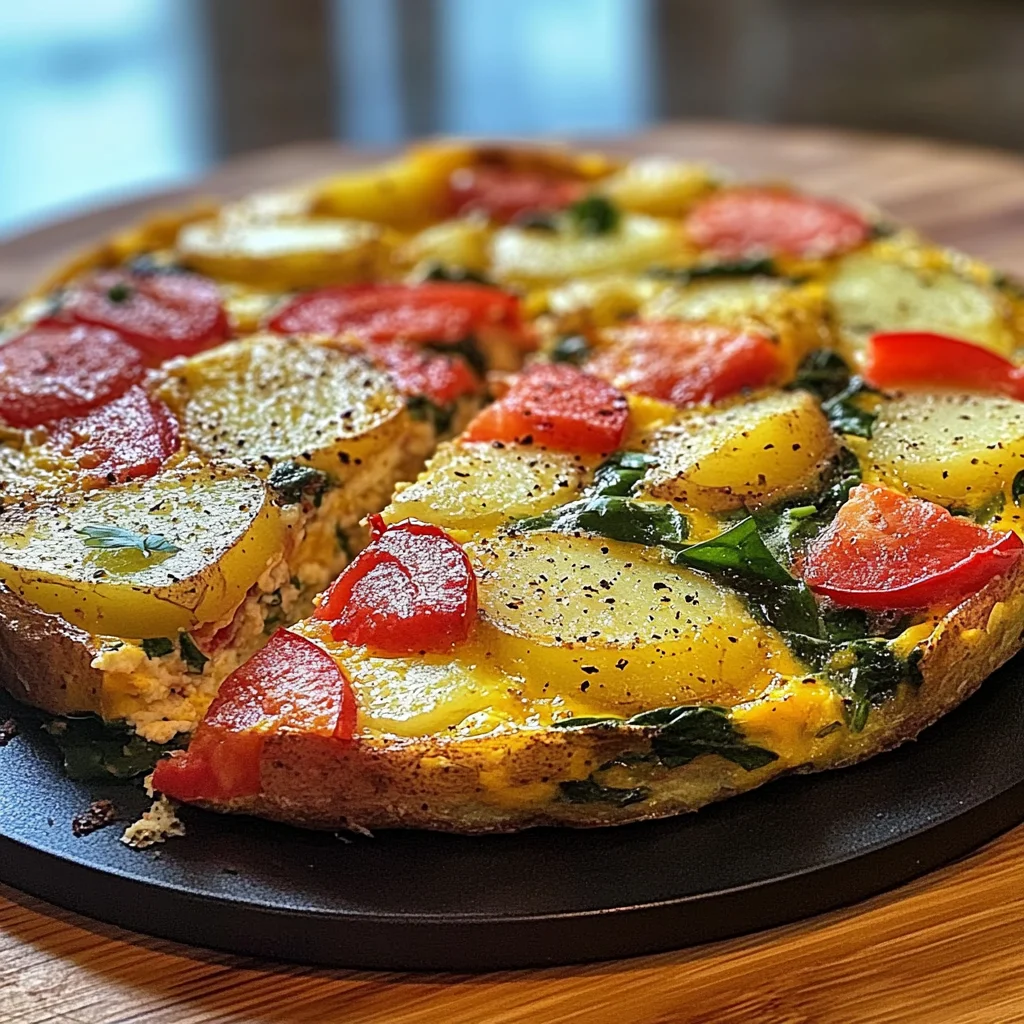 Frittata with Potatoes, Red Peppers, and Spinach Recipe