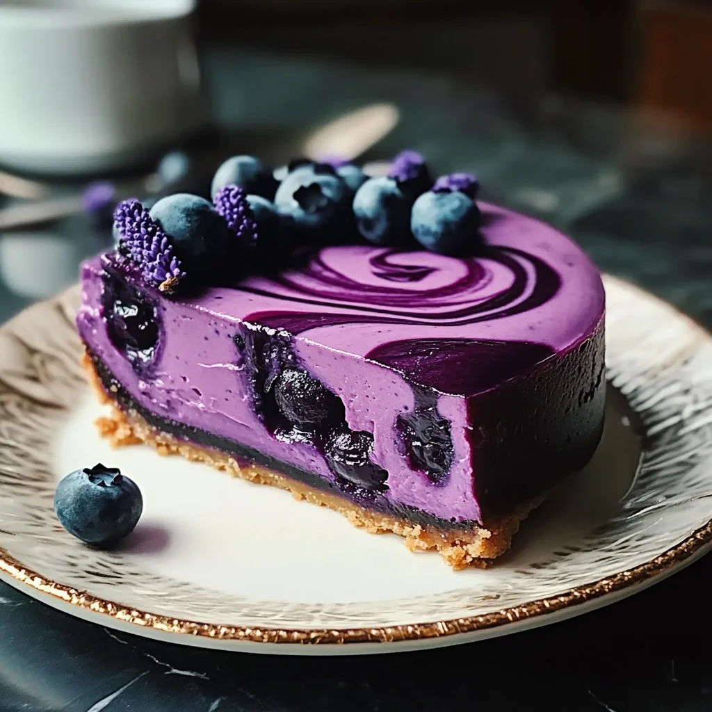 Midnight Cheesecake Recipe: Easy Blueberry Lavender Swirl Dessert