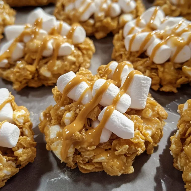 No bake peanut butter Cornflake cookies with marshmallows