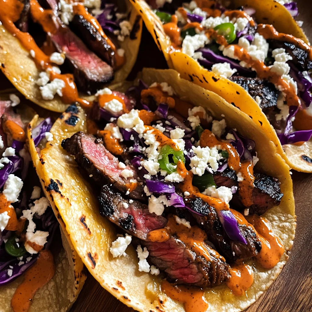 Steak Tacos with Chipotle Sauce & Roasted Cabbage Slaw