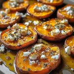 Roasted Sweet Potato Rounds with Feta and Honey