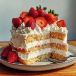 Angel Food Cake with Strawberries & Cream