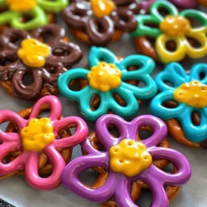 Chocolate Covered Pretzel Flowers