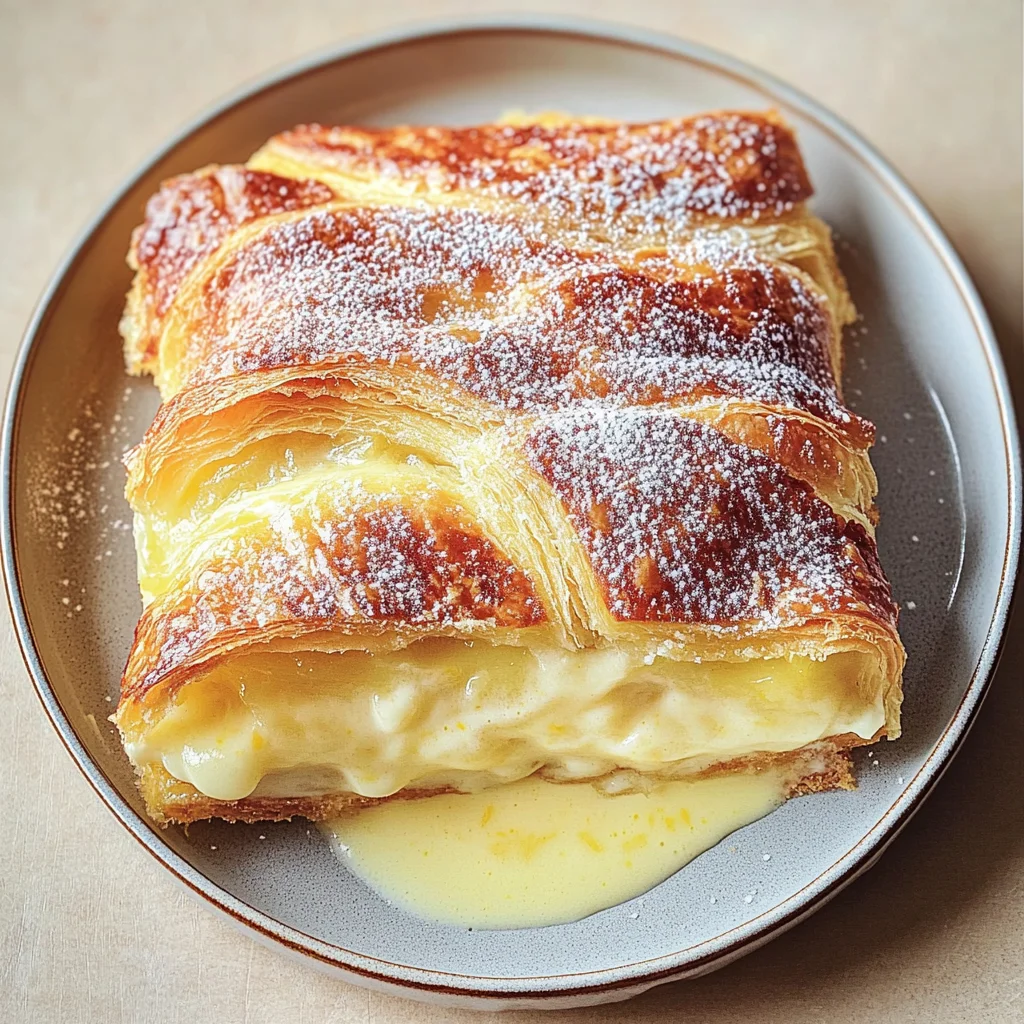 Lemon and custard croissant pudding