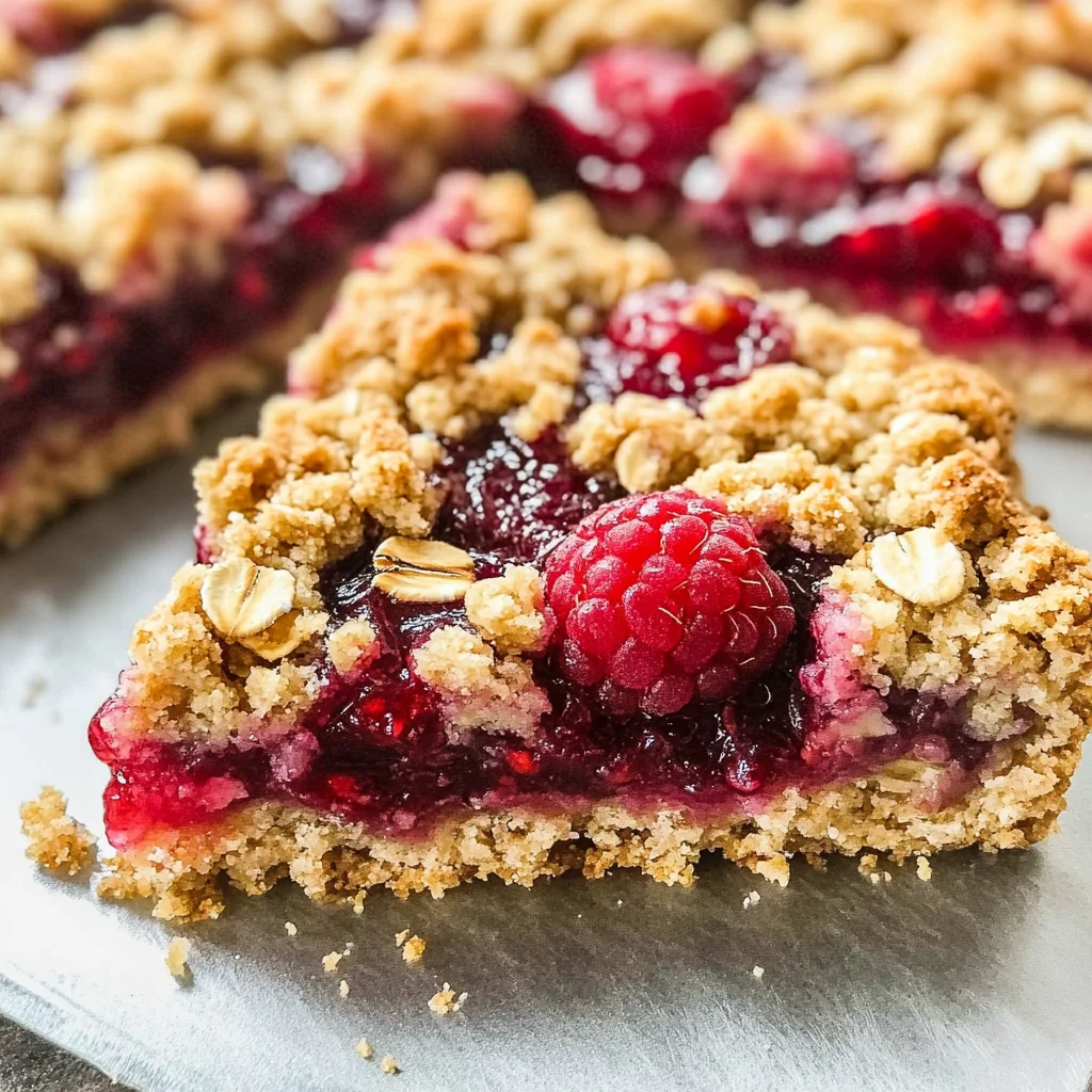 Raspberry Bars with Oatmeal Crumble Topping