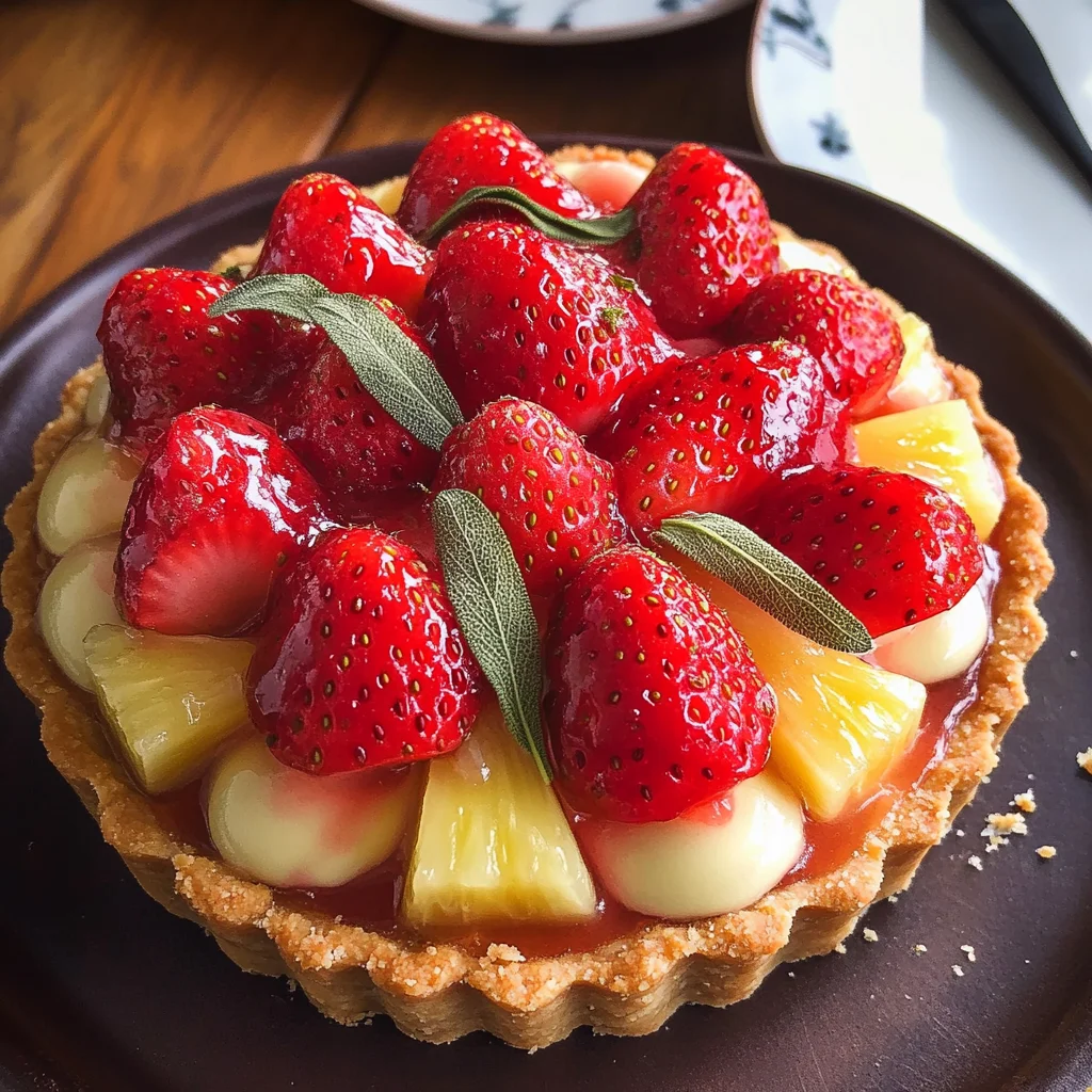 Tarte aux fraises et sauge ananas