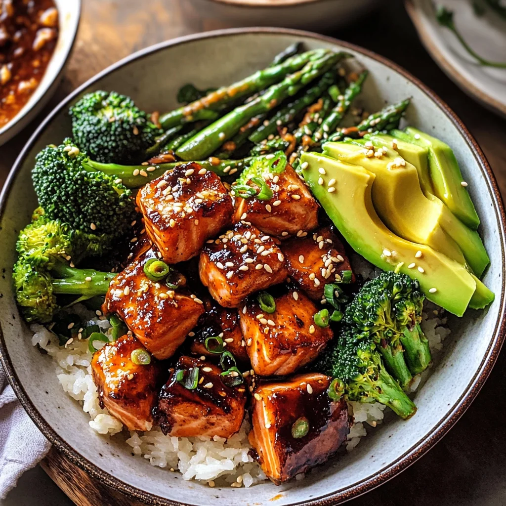 35 Minute Chili Honey Garlic Salmon Bowls