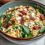 Balsamic Orzo Salad with Spinach, Feta & Sundried Tomatoes - FlirtyFood