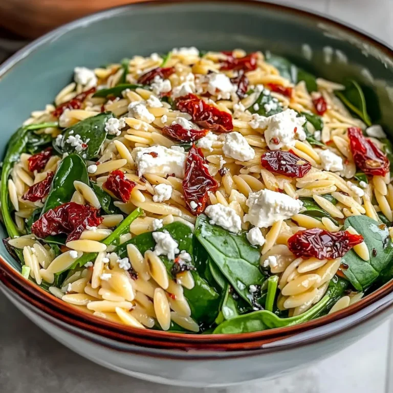 Balsamic Orzo Salad with Spinach, Feta & Sundried Tomatoes - FlirtyFood