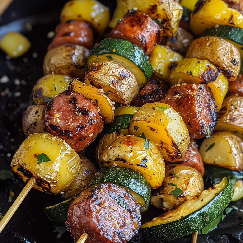 Cowboy Butter Kielbasa and Potato Skewers