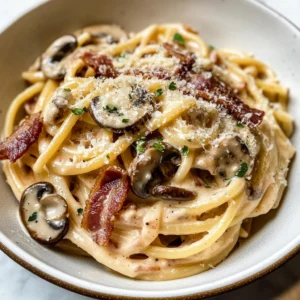 Creamy Turkey Bacon and Mushroom Pasta