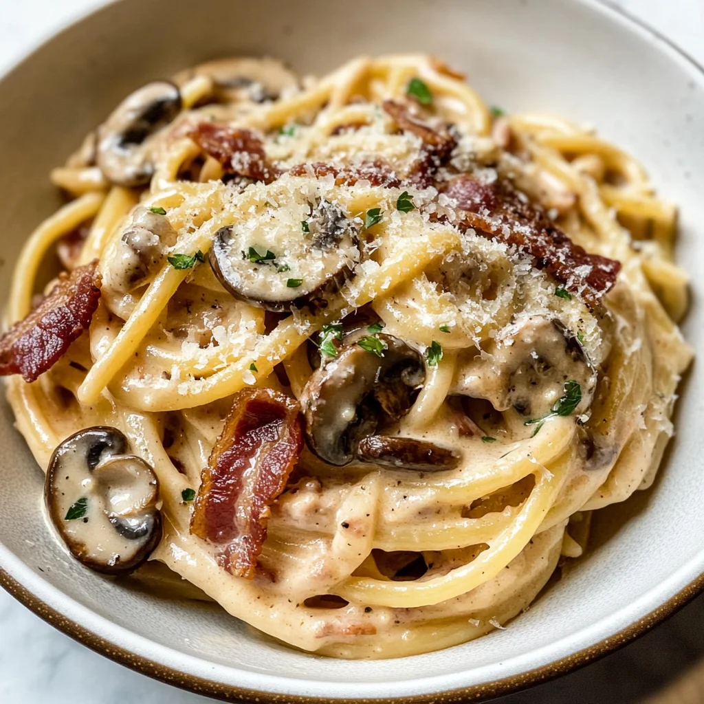 Creamy Turkey Bacon and Mushroom Pasta