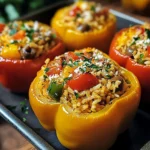 Easy Mediterranean Stuffed Bell Peppers bursting with fresh flavor