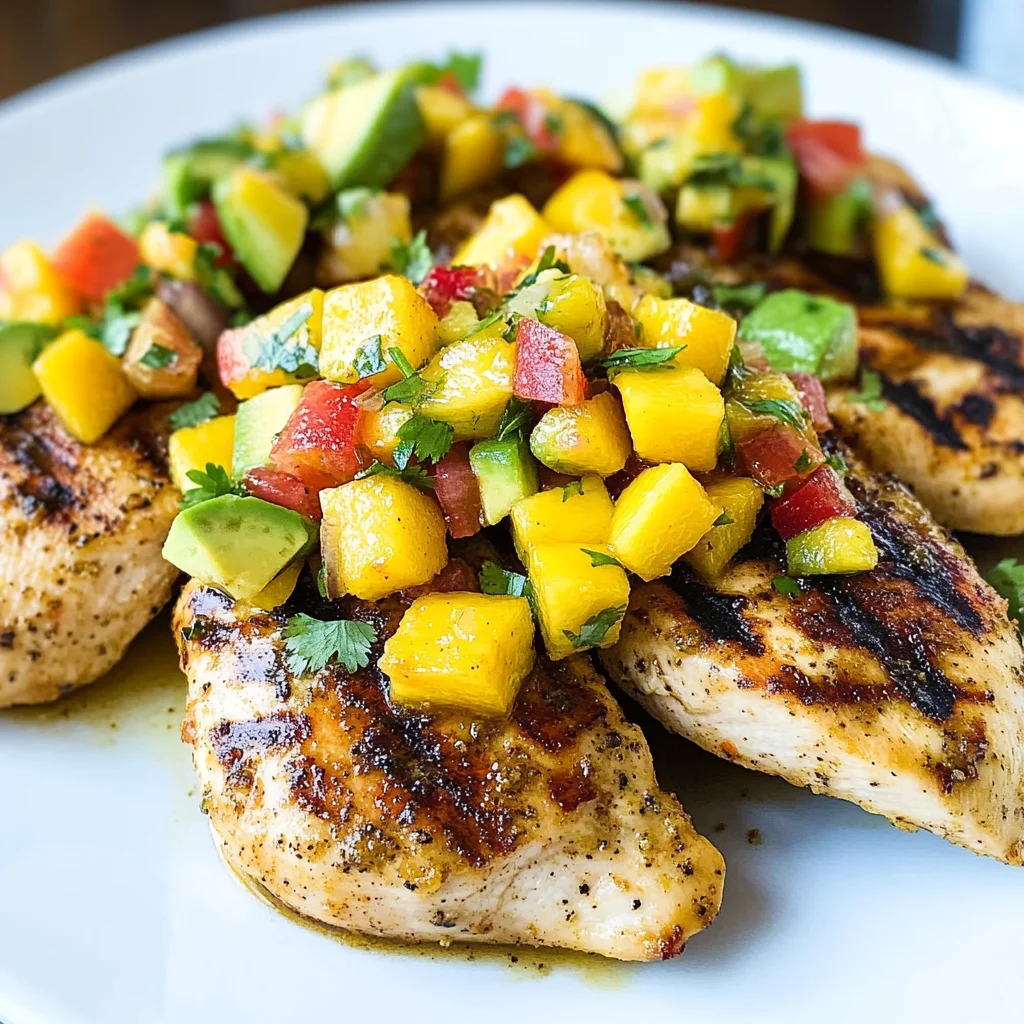 Grilled Chicken with Mango Avocado Salsa