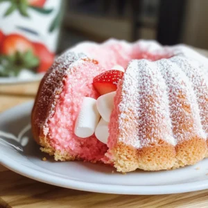 Strawberry Marshmallow Cake (Strawberry Bundt Cake with Marshmallow Cream Filling)